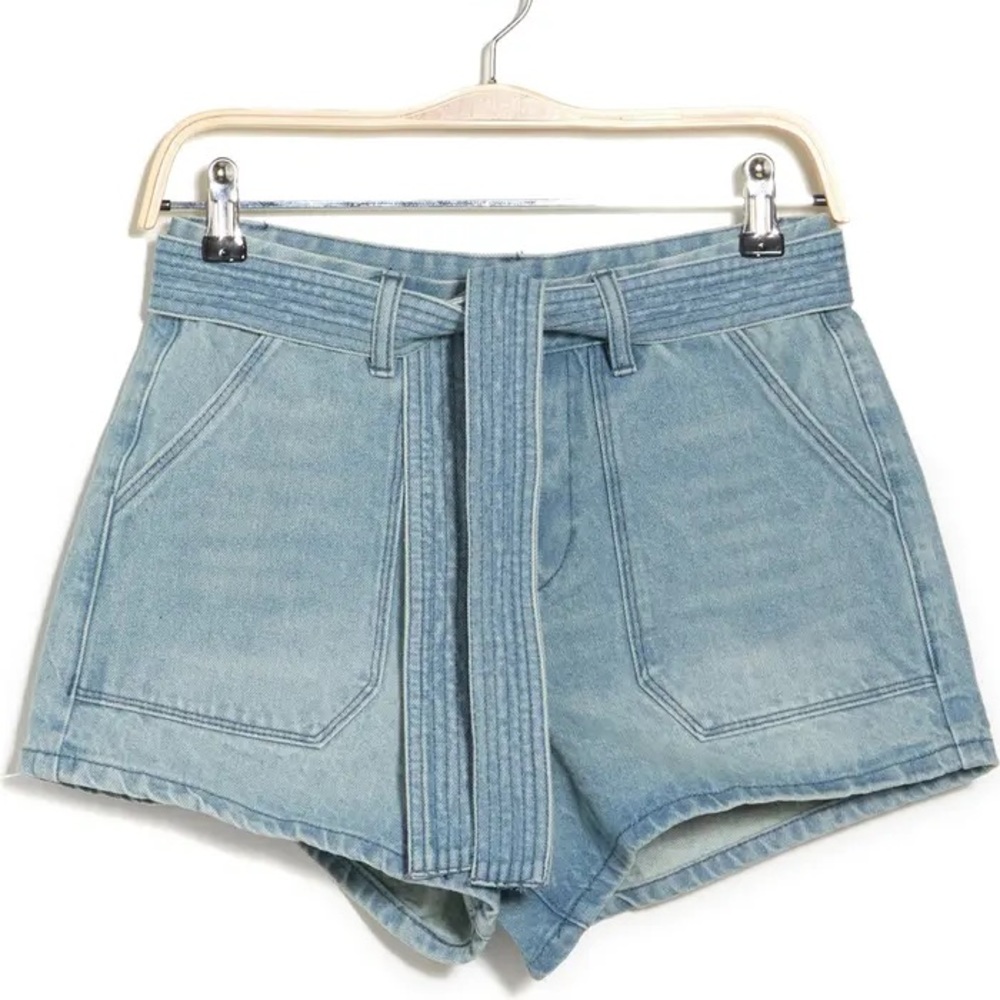 NWT$89 BLANKNYC Belted tie waist denim shorts size 26 Nordstrom